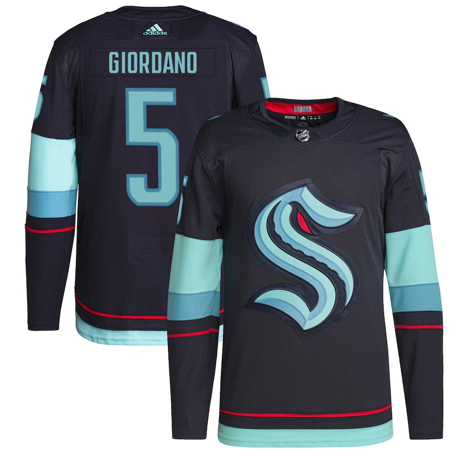 Men Seattle Kraken #5 Mark Giordano adidas Navy Home Authentic Primegreen Player NHL Jersey